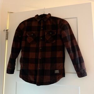 Volcom Brown and Black Plaid Kids Jacket